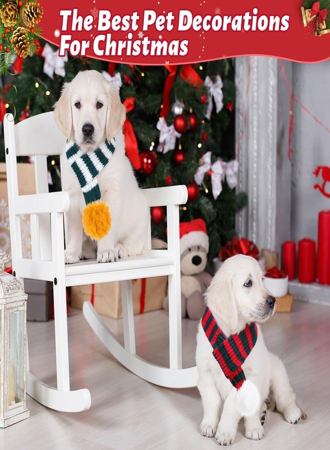 جاجيلي طقم وشاح منسوج للكلاب من قطعتين من JaGely، وشاح لطيف للعطلات مناسب للقطط الصغيرة والمتوسطة، أوشحة شتوية للكلاب، ديكور للحيوانات الأليفة (أخضر وأبيض، أحمر وأخضر، مخطط) - Image 5